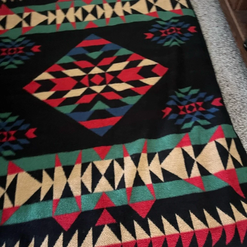 Vintage Biederlack Southwestern Geometric Accent Throw Blanket made in Germany